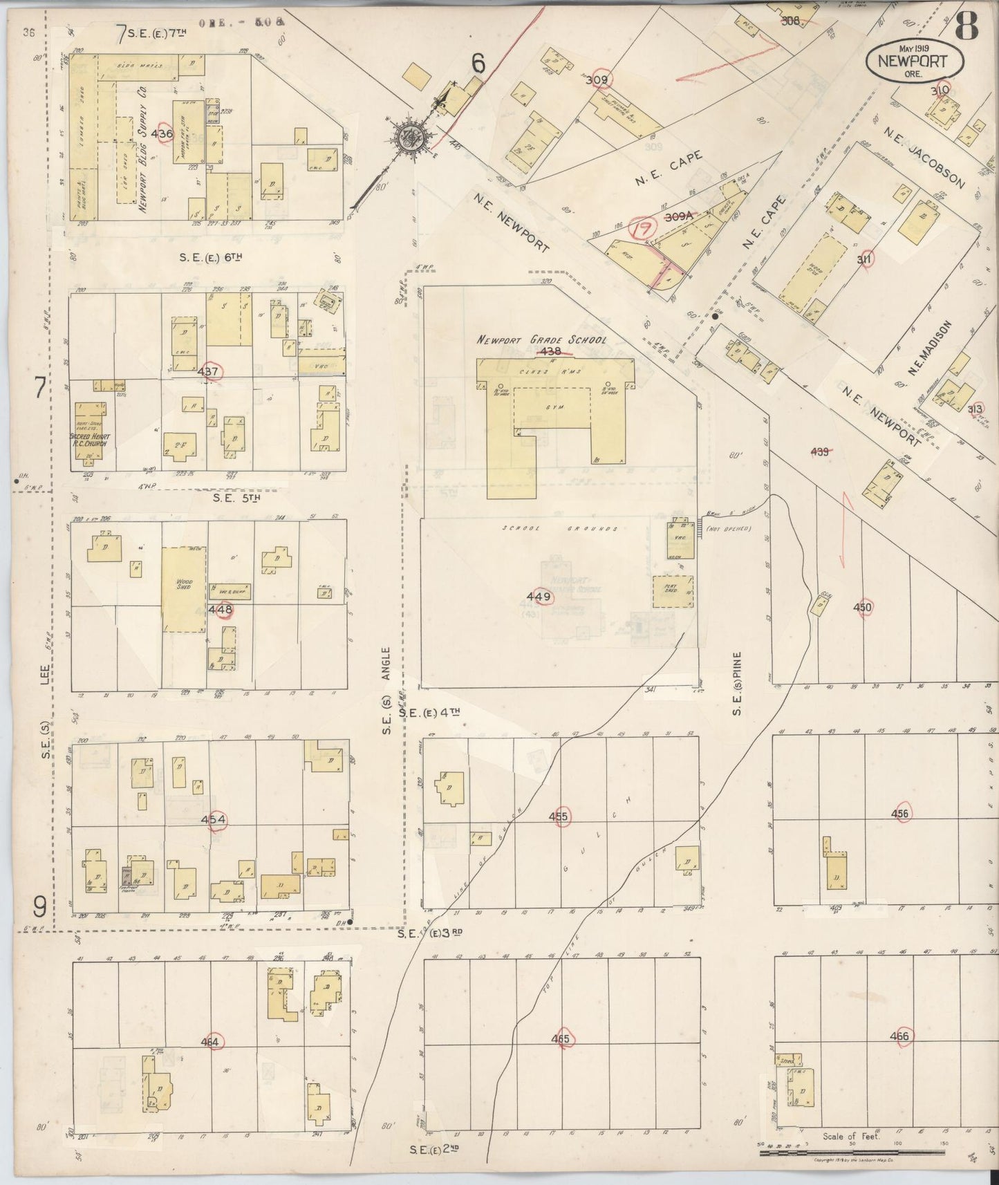 Sanborn Fire Insurance Map from Newport, Lincoln County, Oregon (1940), Sheet #0008 - Complete Map Set gallery image, historic Sanborn map, vintage wall art, Oregon Oregon
