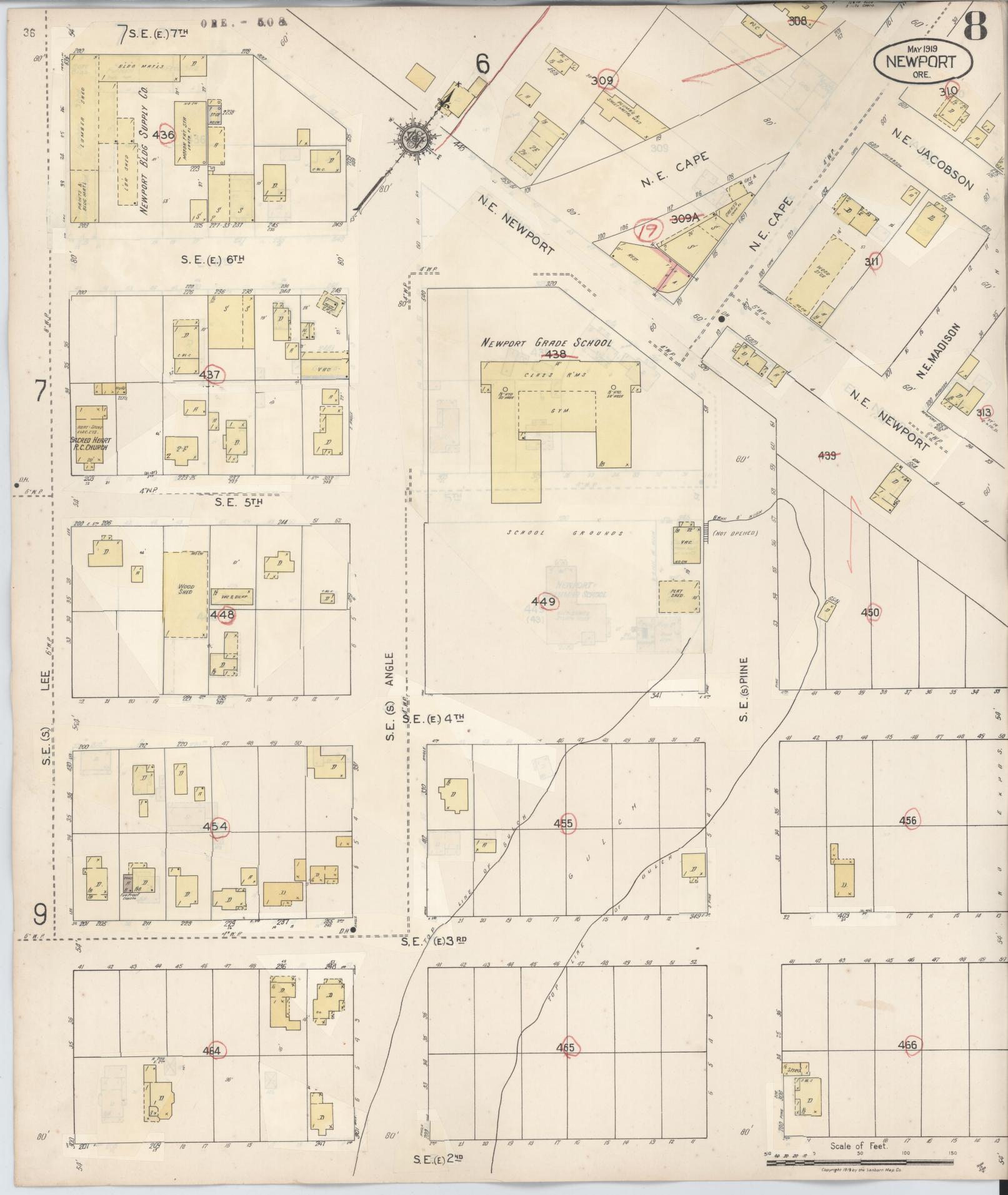 Sanborn Fire Insurance Map from Newport, Lincoln County, Oregon (1940), Sheet #0008 - Complete Map Set gallery image, historic Sanborn map, vintage wall art, Oregon Oregon