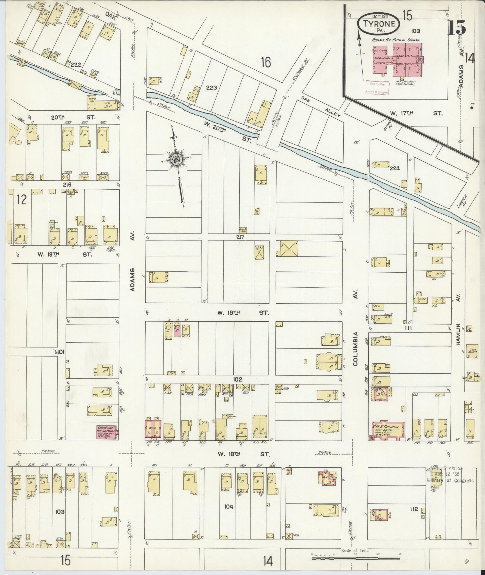 Sanborn Fire Insurance Map from Tyrone, Blair County, Pennsylvania (1911), Sheet #0015 - Complete Map Set gallery image, historic Sanborn map, vintage wall art, Pennsylvania Pennsylvania