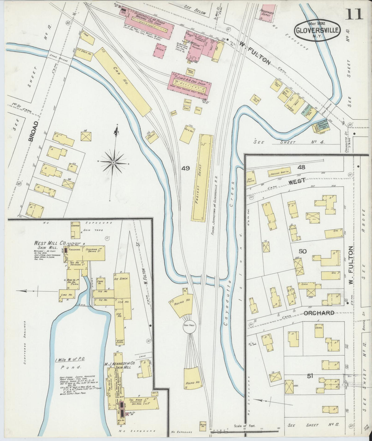 Sanborn Fire Insurance Map from Gloversville, Fulton County, New York (1892), Sheet #0011 - Complete Map Set gallery image, historic Sanborn map, vintage wall art, New York New York