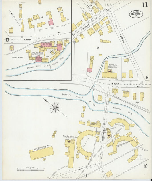 Sanborn Fire Insurance Map from Barre, Washington County, Vermont (1900), Sheet #0011 - Historic Sanborn Fire Insurance Map Print, vintage old map wall art, antique decor, genealogy gift, Vermont Vermont map