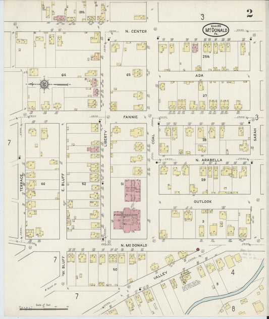 Sanborn Fire Insurance Map from McDonald, Washington County, Pennsylvania (1915), Sheet #0002 - Historic Sanborn Fire Insurance Map Print, vintage old map wall art, antique decor, genealogy gift, Pennsylvania Pennsylvania map