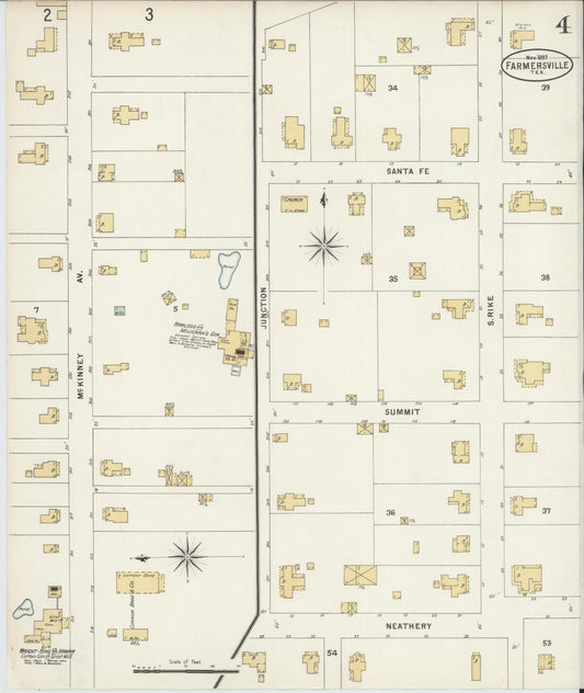 Sanborn Fire Insurance Map from Farmersville, Collin County, Texas (1897), Sheet #0004 - Historic Sanborn Fire Insurance Map Print, vintage old map wall art, antique decor, genealogy gift, Texas Texas map