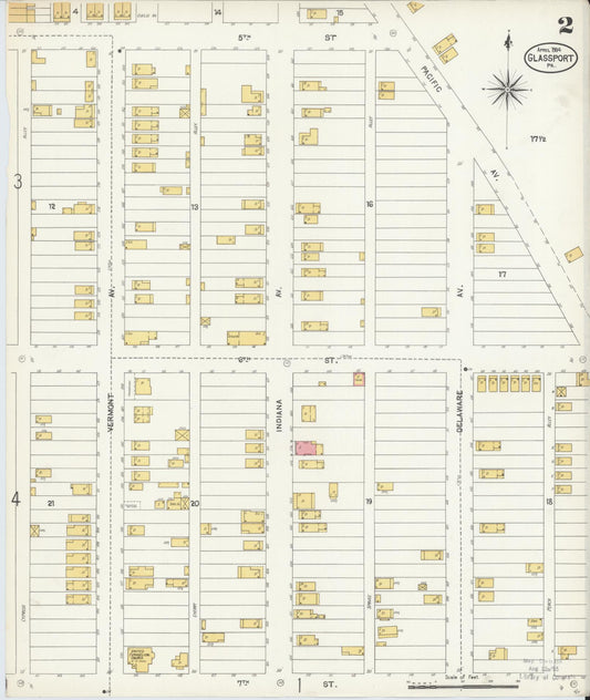 Sanborn Fire Insurance Map from Glassport, Allegheny County, Pennsylvania (1904), Sheet #0002 - Historic Sanborn Fire Insurance Map Print, vintage old map wall art, antique decor, genealogy gift, Pennsylvania Pennsylvania map