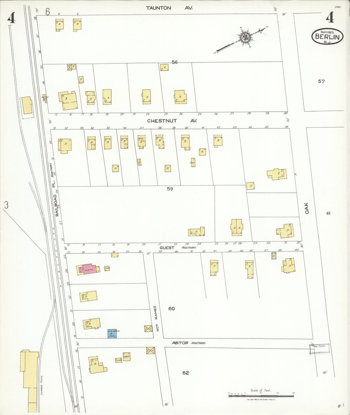 Sanborn Fire Insurance Map from Berlin, Camden County, New Jersey (1923), Sheet #0004 - Complete Map Set gallery image, historic Sanborn map, vintage wall art, New Jersey New Jersey