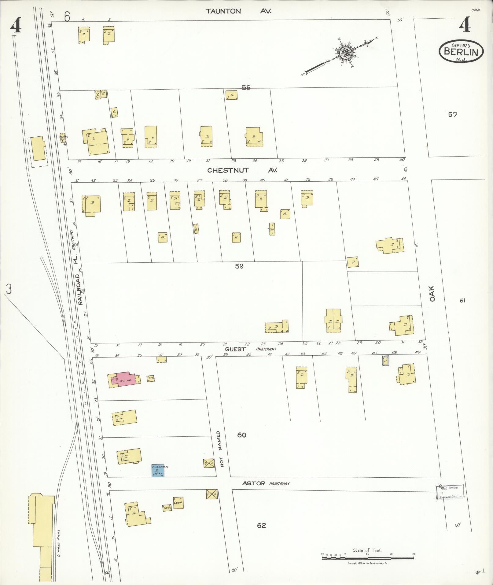 Sanborn Fire Insurance Map from Berlin, Camden County, New Jersey (1923), Sheet #0004 - Complete Map Set gallery image, historic Sanborn map, vintage wall art, New Jersey New Jersey