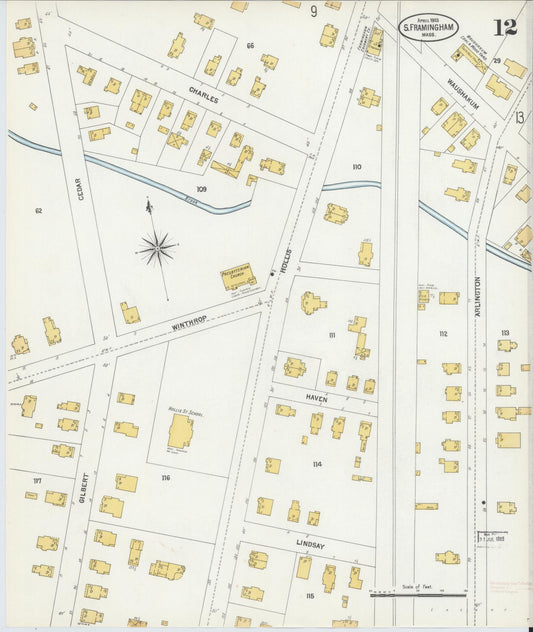 Sanborn Fire Insurance Map from South Farmington, Middlesex County, Massachusetts (1903), Sheet #0012 - Historic Sanborn Fire Insurance Map Print, vintage old map wall art, antique decor, genealogy gift, Massachusetts Massachusetts map