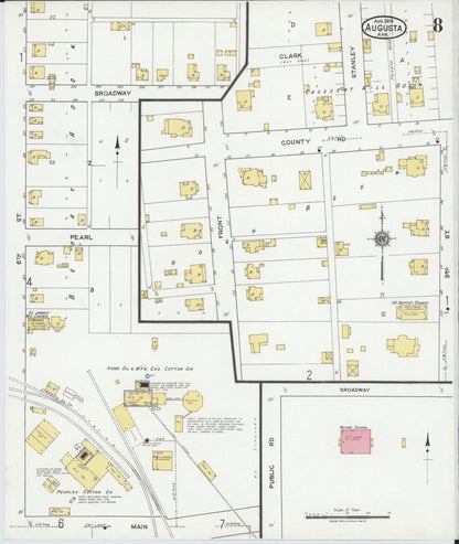 Sanborn Fire Insurance Map from Augusta, Woodruff County, Arkansas (1919), Sheet #0008 - Complete Map Set gallery image, historic Sanborn map, vintage wall art, Arkansas Arkansas