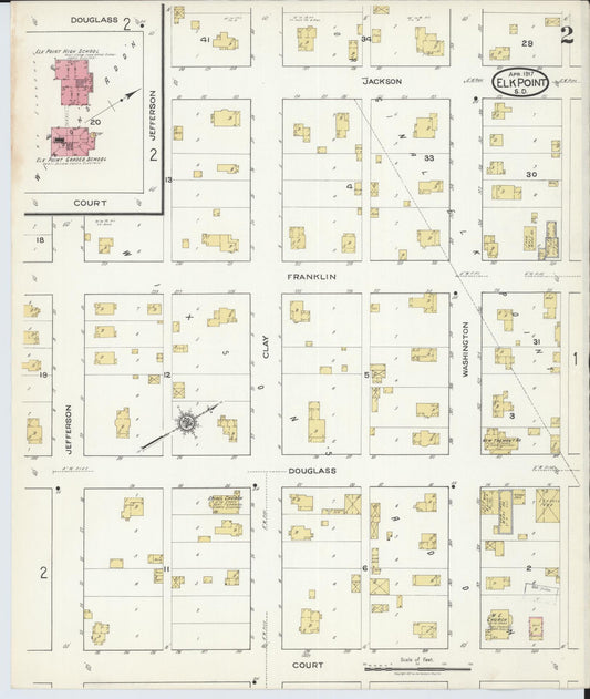 Sanborn Fire Insurance Map from Elk Point, Union County, South Dakota (1917), Sheet #0002 - Historic Sanborn Fire Insurance Map Print, vintage old map wall art, antique decor, genealogy gift, South Dakota South Dakota map