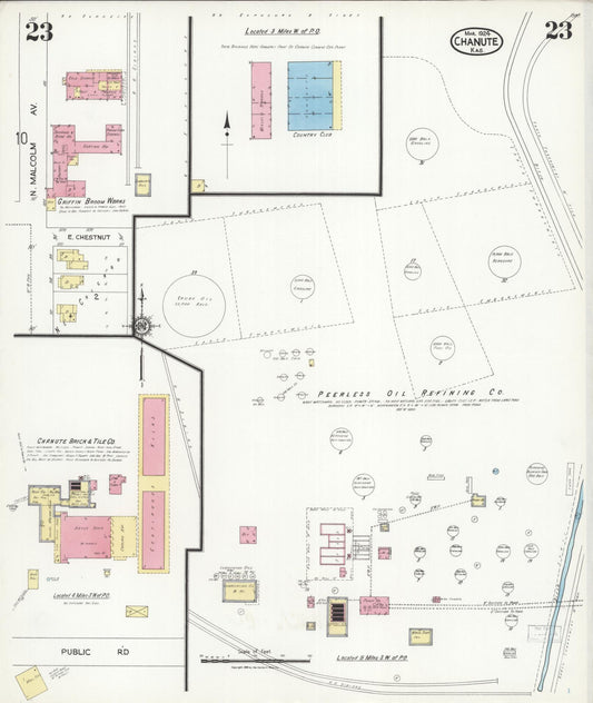 Sanborn Fire Insurance Map from Chanute, Neosho County, Kansas (1924), Sheet #0023 - Historic Sanborn Fire Insurance Map Print, vintage old map wall art, antique decor, genealogy gift, Kansas Kansas map