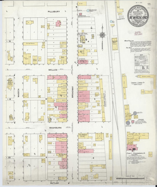 Sanborn Fire Insurance Map from New Richland, Waseca County, Minnesota (1910), Sheet #0001 - Historic Sanborn Fire Insurance Map Print, vintage old map wall art, antique decor, genealogy gift, Minnesota Minnesota map
