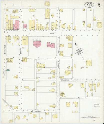 Sanborn Fire Insurance Map from Wise, Wise County, Virginia (1908), Sheet #0002 - Historic Sanborn Fire Insurance Map Print, vintage old map wall art, antique decor, genealogy gift, Virginia Virginia map