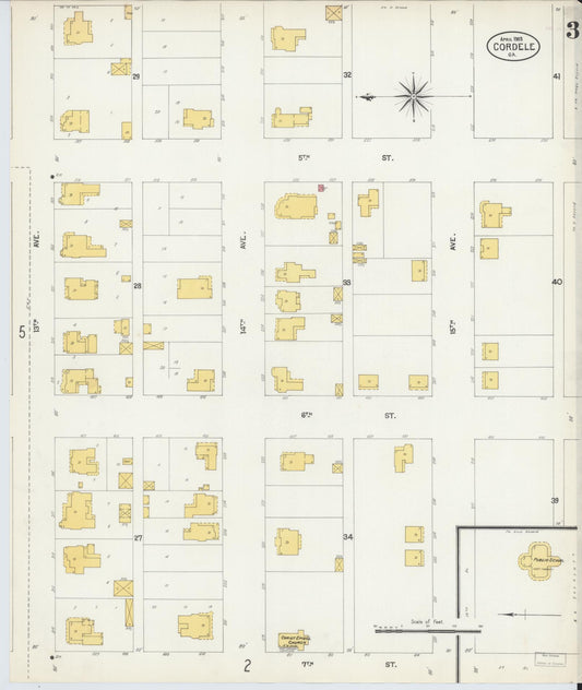 Sanborn Fire Insurance Map from Cordele, Crisp County, Georgia (1903), Sheet #0003 - Historic Sanborn Fire Insurance Map Print, vintage old map wall art, antique decor, genealogy gift, Georgia Georgia map