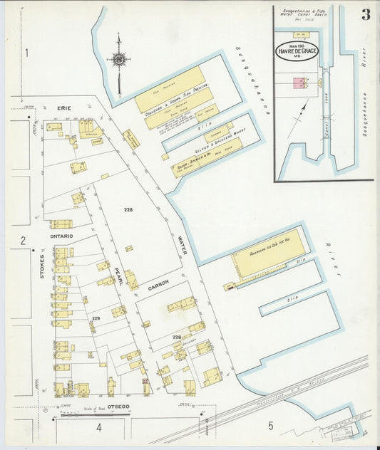 Sanborn Fire Insurance Map from Havre De Grace, Harford County, Maryland (1910), Sheet #0003 - Historic Sanborn Fire Insurance Map Print, vintage old map wall art