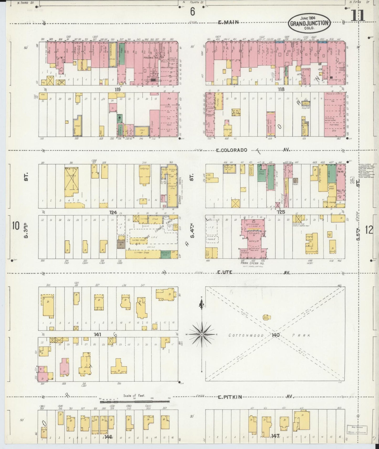 Sanborn Fire Insurance Map from Grand Junction, Mesa County, Colorado (1904), Sheet #0011 - Complete Map Set gallery image, historic Sanborn map, vintage wall art, Colorado Colorado
