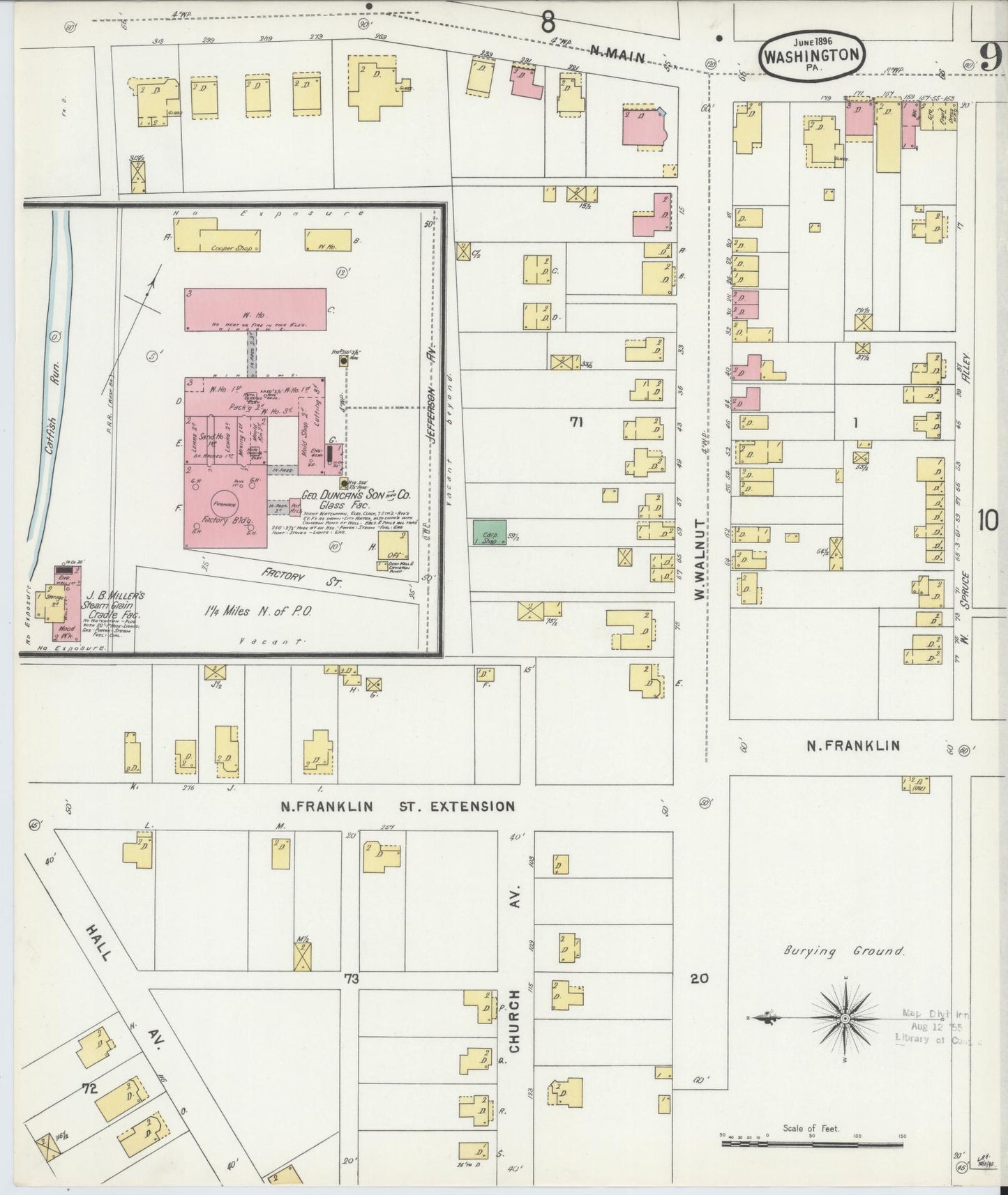 Sanborn Fire Insurance Map from Washington, Washington County, Pennsylvania (1896), Sheet #0009 - Historic Sanborn Fire Insurance Map Print, vintage old map wall art, antique decor, genealogy gift, Pennsylvania Pennsylvania map