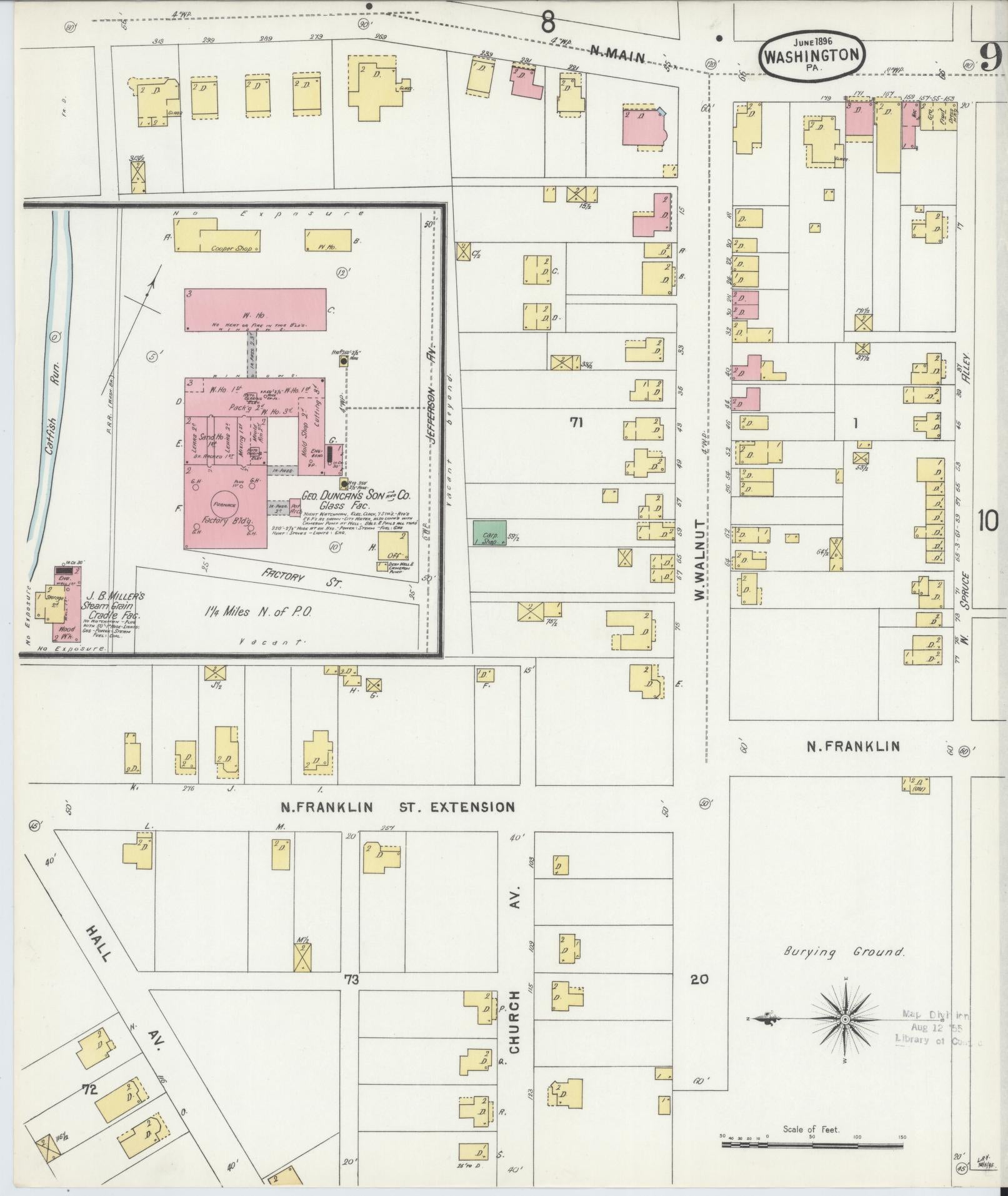 Sanborn Fire Insurance Map from Washington, Washington County, Pennsylvania (1896), Sheet #0009 - Historic Sanborn Fire Insurance Map Print, vintage old map wall art, antique decor, genealogy gift, Pennsylvania Pennsylvania map