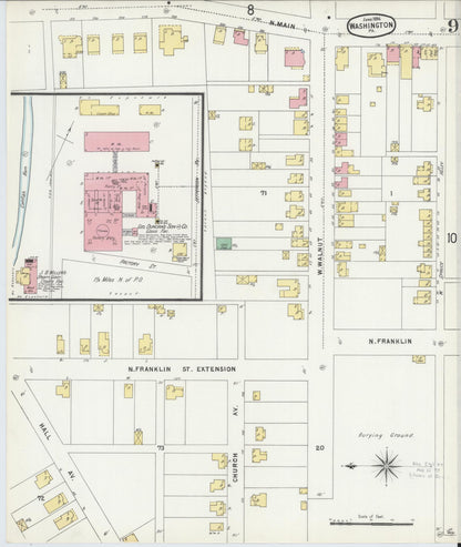 Sanborn Fire Insurance Map from Washington, Washington County, Pennsylvania (1896), Sheet #0009 - Historic Sanborn Fire Insurance Map Print, vintage old map wall art, antique decor, genealogy gift, Pennsylvania Pennsylvania map