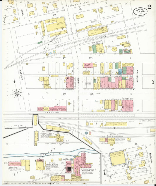 Sanborn Fire Insurance Map from Tama, Tama County, Iowa (1900), Sheet #0002 - Historic Sanborn Fire Insurance Map Print, vintage old map wall art