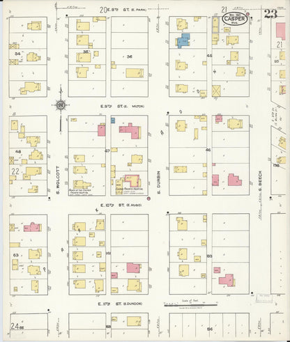 Sanborn Fire Insurance Map from Casper, Natrona County, Wyoming (1921), Sheet #0024 - Complete Map Set gallery image, historic Sanborn map, vintage wall art, Wyoming Wyoming