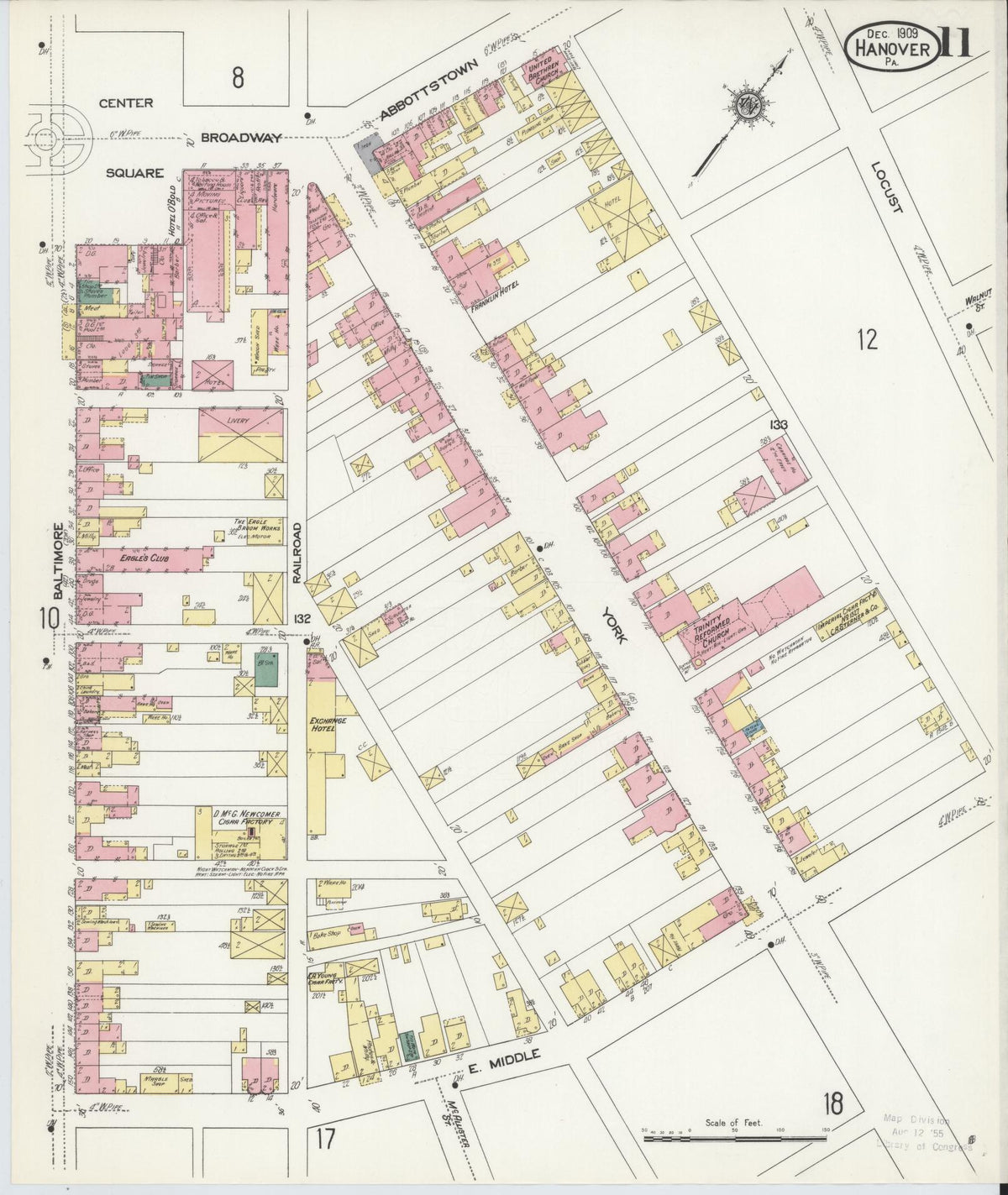 Sanborn Fire Insurance Map from Hanover, York County, Pennsylvania (1909), Sheet #0011 - Historic Sanborn Fire Insurance Map Print, vintage old map wall art, antique decor, genealogy gift, Pennsylvania Pennsylvania map
