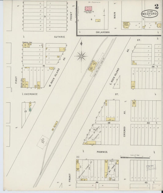 Sanborn Fire Insurance Map from Medford, Grant County, Oklahoma (1895), Sheet #0002 - Historic Sanborn Fire Insurance Map Print, vintage old map wall art, antique decor, genealogy gift, Oklahoma Oklahoma map