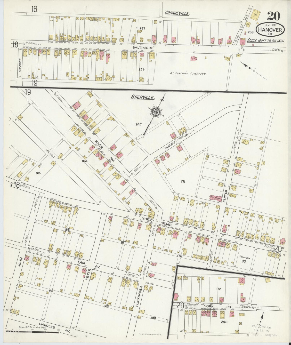 Sanborn Fire Insurance Map from Hanover, York County, Pennsylvania (1917), Sheet #0020 - Complete Map Set gallery image, historic Sanborn map, vintage wall art, Pennsylvania Pennsylvania