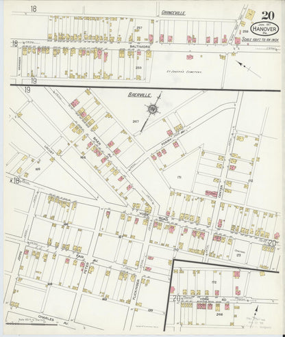 Sanborn Fire Insurance Map from Hanover, York County, Pennsylvania (1917), Sheet #0020 - Complete Map Set gallery image, historic Sanborn map, vintage wall art, Pennsylvania Pennsylvania