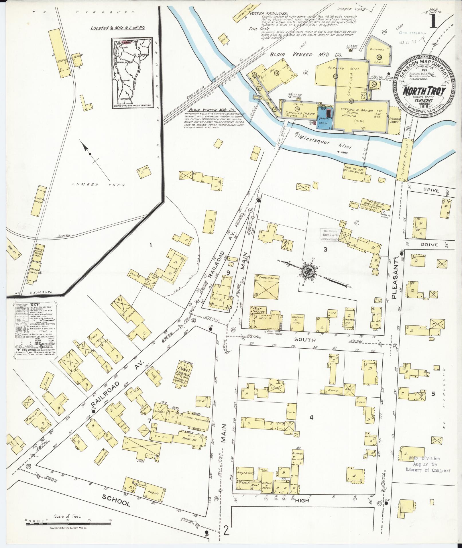 Sanborn Fire Insurance Map from North Troy, Orleans County, Vermont. (1919) – Historic Sanborn Fire Insurance Map Print