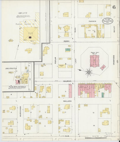 Sanborn Fire Insurance Map from Palestine, Anderson County, Texas (1905), Sheet #0006 - Complete Map Set gallery image, historic Sanborn map, vintage wall art, Texas Texas