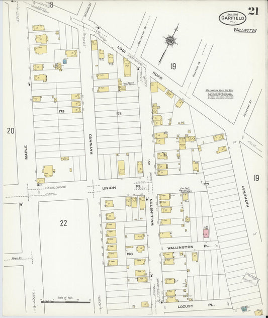 Sanborn Fire Insurance Map from Garfield, Bergen County, New Jersey (1910), Sheet #0021 - Historic Sanborn Fire Insurance Map Print, vintage old map wall art, antique decor, genealogy gift, New Jersey New Jersey map