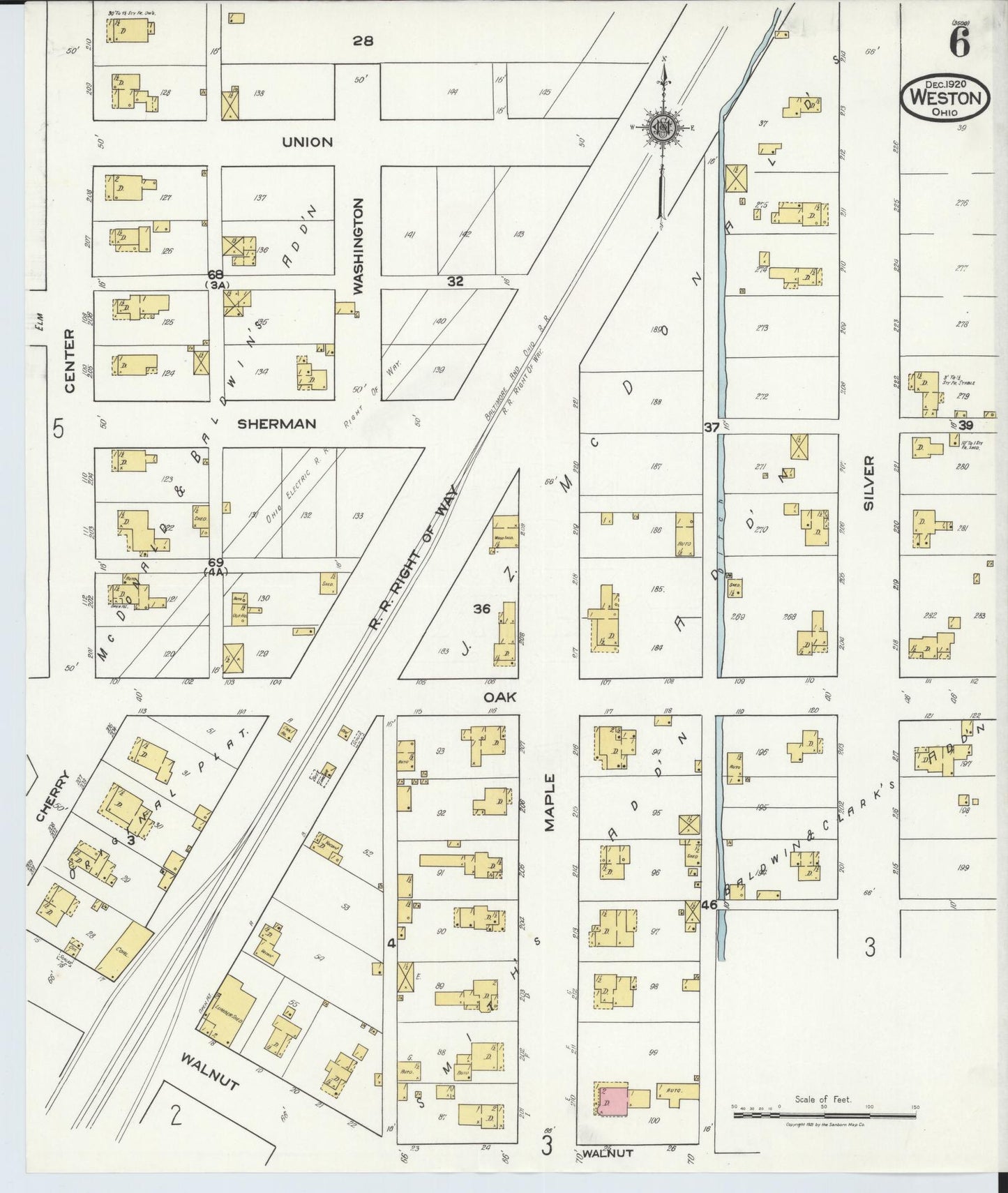 Sanborn Fire Insurance Map from Weston, Wood County, Ohio (1920), Sheet #0006 - Complete Map Set gallery image, historic Sanborn map, vintage wall art, Ohio Ohio
