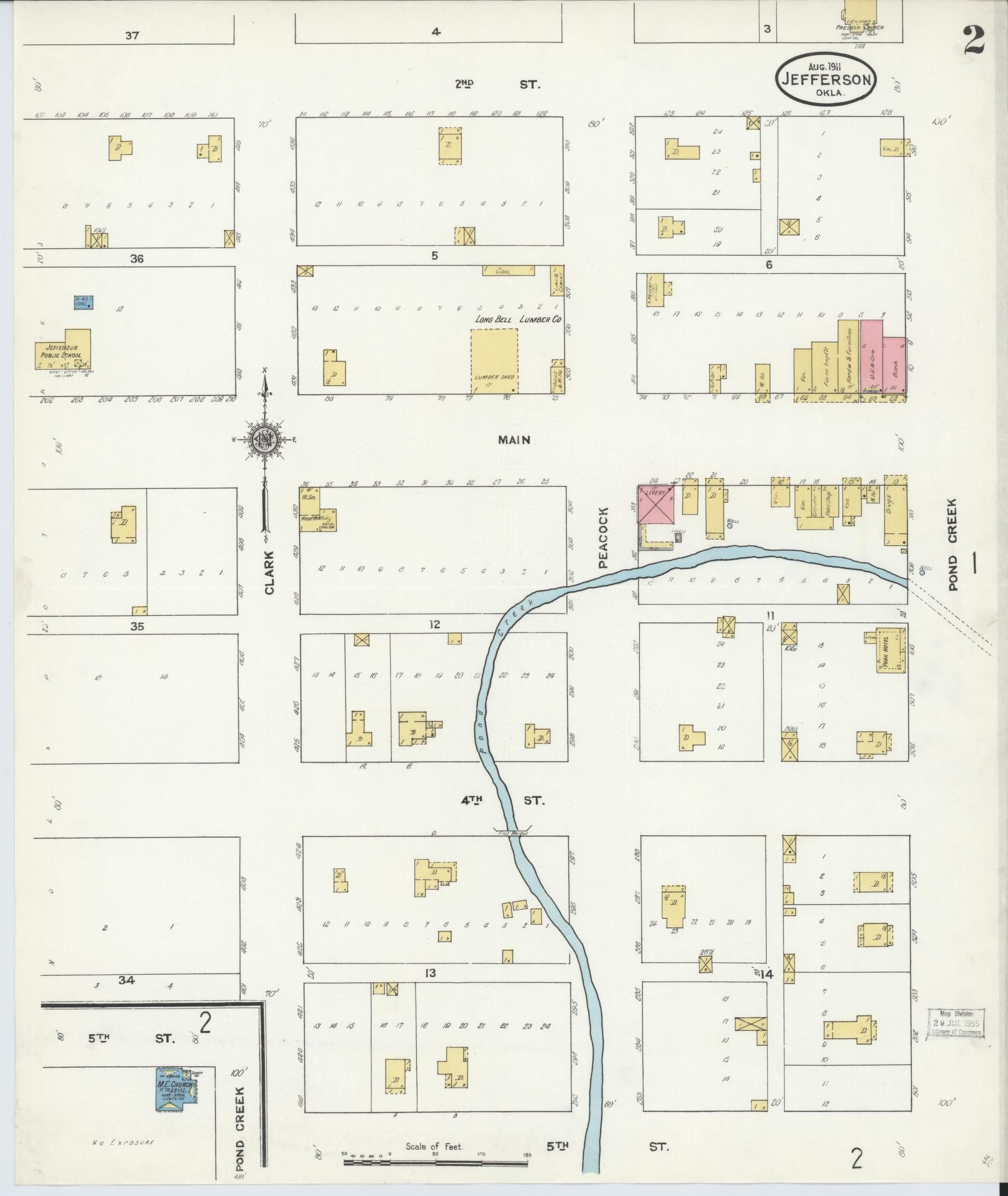 Sanborn Fire Insurance Map from Jefferson, Grant County, Oklahoma (1911), Sheet #0002 - Historic Sanborn Fire Insurance Map Print, vintage old map wall art, antique decor, genealogy gift, Oklahoma Oklahoma map