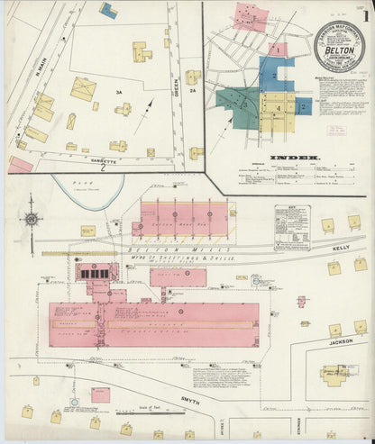 Sanborn Fire Insurance Map from Belton, Anderson County, South Carolina (1911), Sheet #0001 - Complete Map Set gallery image, historic Sanborn map, vintage wall art, South Carolina South Carolina