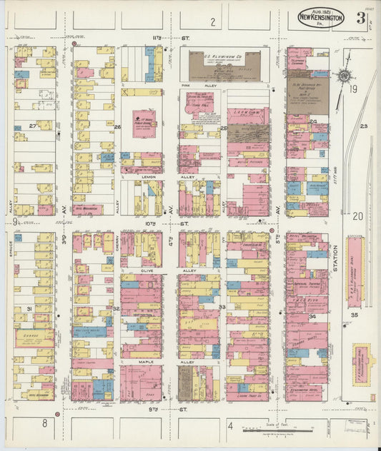 Sanborn Fire Insurance Map from New Kensington, Westmoreland County, Pennsylvania (1921), Sheet #0003 - Historic Sanborn Fire Insurance Map Print, vintage old map wall art, antique decor, genealogy gift, Pennsylvania Pennsylvania map