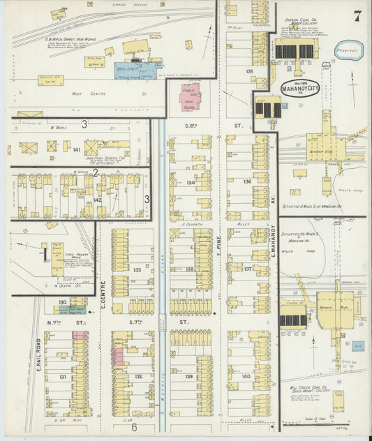 Sanborn Fire Insurance Map from Mahanoy City, Schuylkill County, Pennsylvania (1896), Sheet #0007 - Historic Sanborn Fire Insurance Map Print, vintage old map wall art, antique decor, genealogy gift, Pennsylvania Pennsylvania map