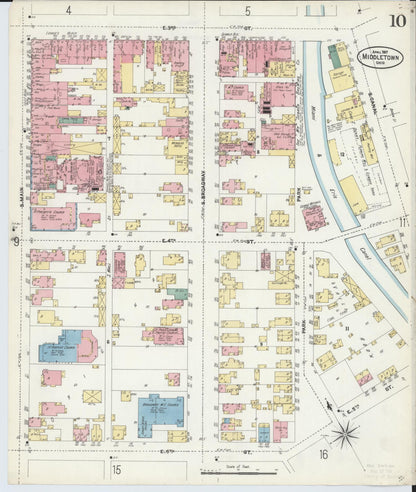 Sanborn Fire Insurance Map from Middletown, Butler County, Ohio (1907), Sheet #0010 - Complete Map Set gallery image, historic Sanborn map, vintage wall art, Ohio Ohio