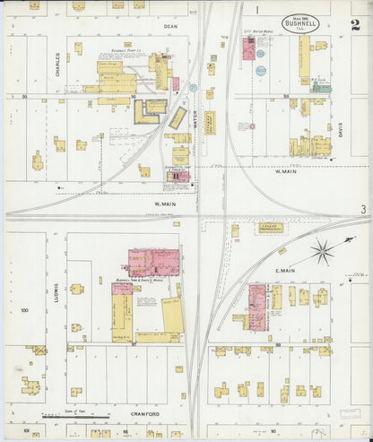 Sanborn Fire Insurance Map from Bushnell, Mcdonough County, Illinois (1906), Sheet #0002 - Complete Map Set gallery image, historic Sanborn map, vintage wall art, Illinois Illinois