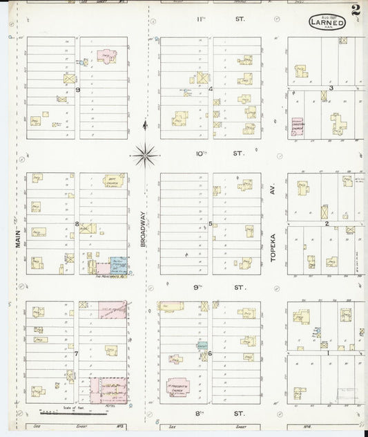 Sanborn Fire Insurance Map from Larned, Pawnee County, Kansas (1887), Sheet #0002 - Historic Sanborn Fire Insurance Map Print, vintage old map wall art, antique decor, genealogy gift, Kansas Kansas map