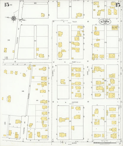 Sanborn Fire Insurance Map from Olympia, Thurston County, Washington (1924), Sheet #0015 - Complete Map Set gallery image, historic Sanborn map, vintage wall art, Washington Washington