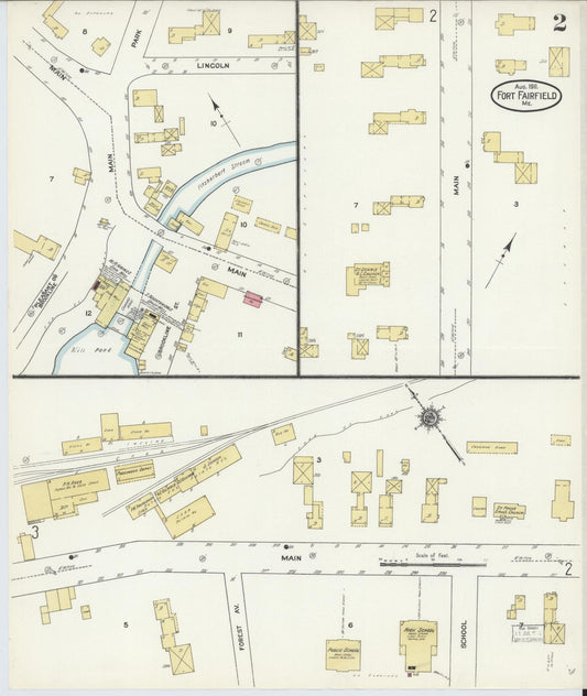Sanborn Fire Insurance Map from Fort Fairfield, Aroostook County, Maine (1911), Sheet #0002 - Historic Sanborn Fire Insurance Map Print, vintage old map wall art, antique decor, genealogy gift, Maine Maine map