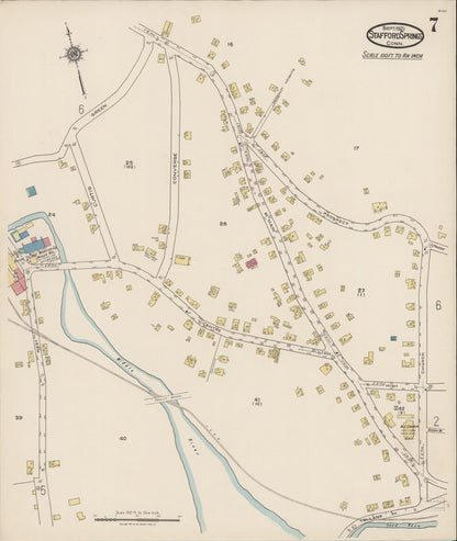 Sanborn Fire Insurance Map from Stafford Springs, Tolland County, Connecticut (1921), Sheet #0007 - Complete Map Set gallery image, historic Sanborn map, vintage wall art, Connecticut Connecticut