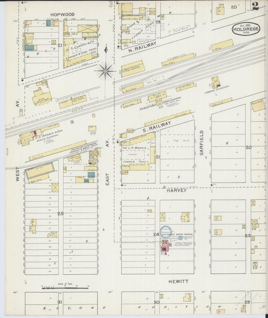 Sanborn Fire Insurance Map from Holdrege, Phelps County, Nebraska (1893), Sheet #0002 - Historic Sanborn Fire Insurance Map Print, vintage old map wall art, antique decor, genealogy gift, Nebraska Nebraska map