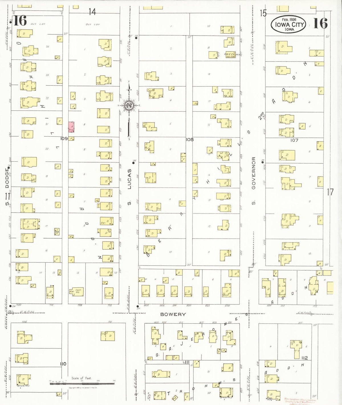 Sanborn Fire Insurance Map from Iowa City, Johnson County, Iowa (1926), Sheet #0016 - Historic Sanborn Fire Insurance Map Print