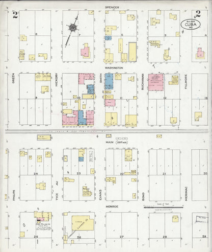 Sanborn Fire Insurance Map from Cuba, Crawford County, Missouri (1924), Sheet #0002 - Complete Map Set gallery image, historic Sanborn map, vintage wall art, Missouri Missouri