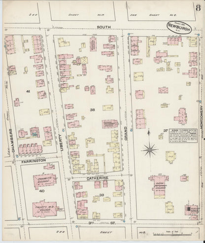 Sanborn Fire Insurance Map from Newburgh, Orange County, New York (1884), Sheet #0008 - Historic Sanborn Fire Insurance Map Print, vintage old map wall art, antique decor, genealogy gift, New York New York map
