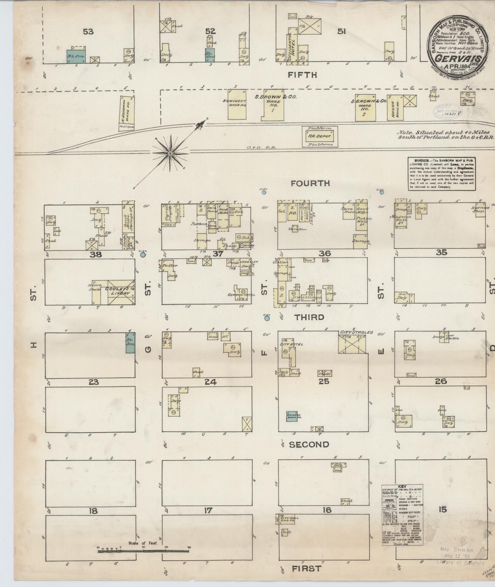 Sanborn Fire Insurance Map from Gervais, Marion County, Oregon (1884), Sheet #0001 - Historic Sanborn Fire Insurance Map Print, vintage old map wall art, antique decor, genealogy gift, Oregon Oregon map