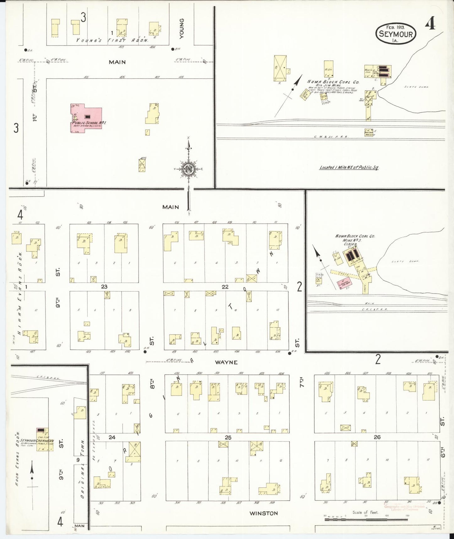 Sanborn Fire Insurance Map from Seymour, Wayne County, Iowa (1913), Sheet #0004 - Historic Sanborn Fire Insurance Map Print, vintage old map wall art
