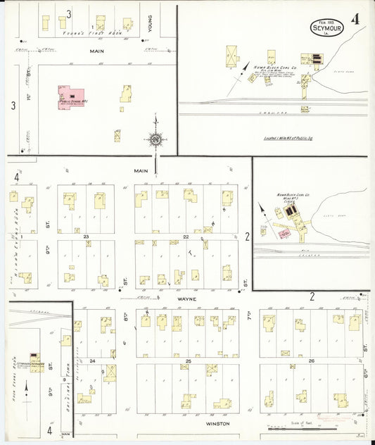 Sanborn Fire Insurance Map from Seymour, Wayne County, Iowa (1913), Sheet #0004 - Historic Sanborn Fire Insurance Map Print, vintage old map wall art