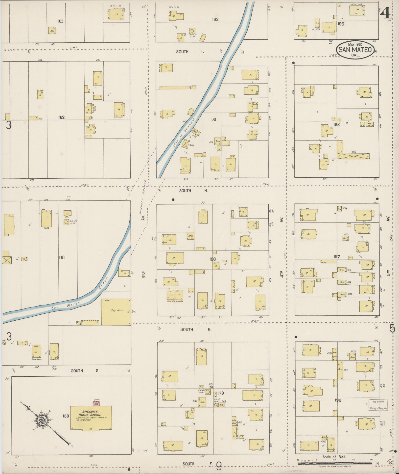 Sanborn Fire Insurance Map from San Mateo, San Mateo County, California (1920), Sheet #0004 - Complete Map Set gallery image, historic Sanborn map, vintage wall art, California California